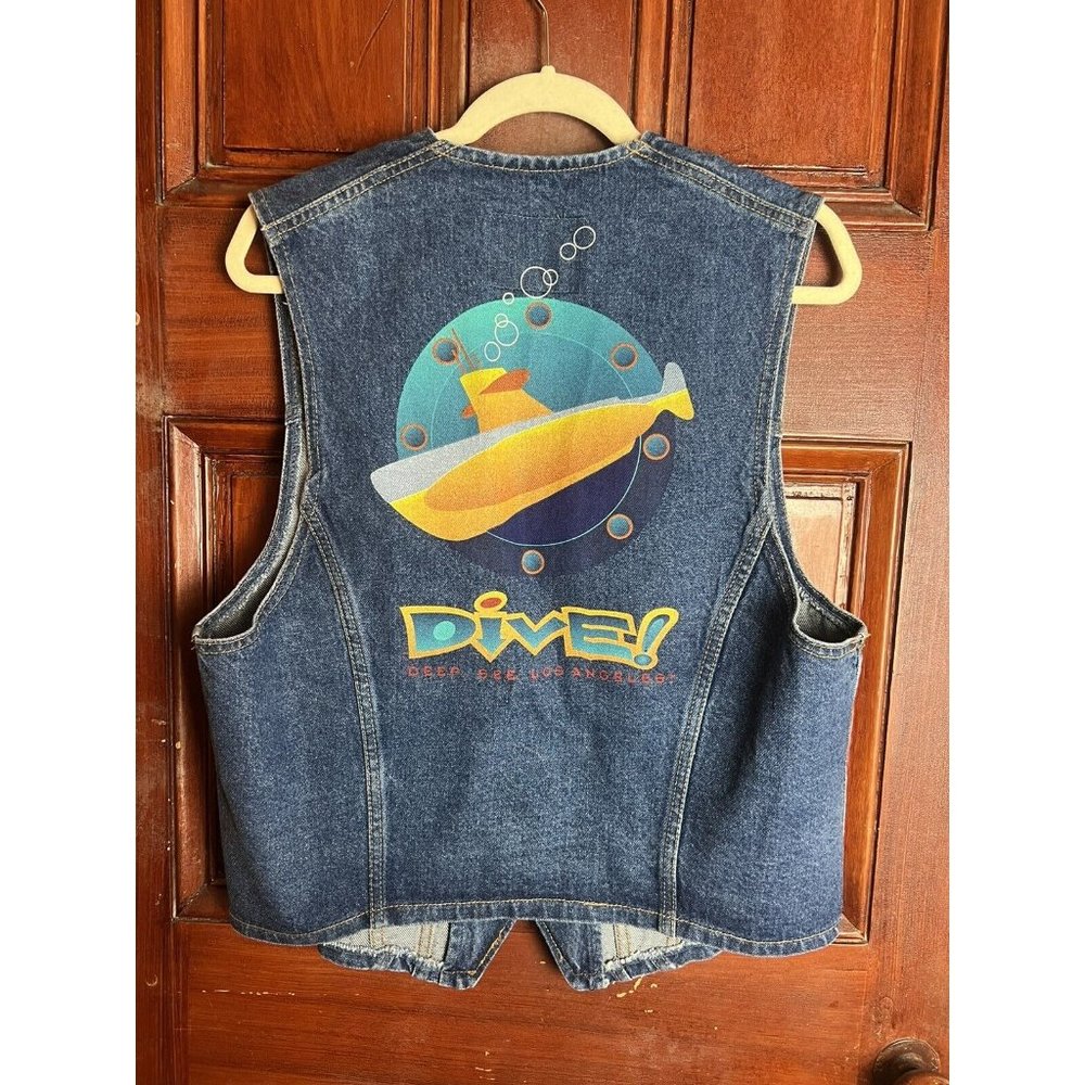 Vintage Steven Spielberg “Dive” Los Angeles NWT Denim Vest Sz M Deadstock NOS